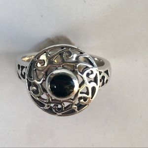Sterling silver and onyx ring